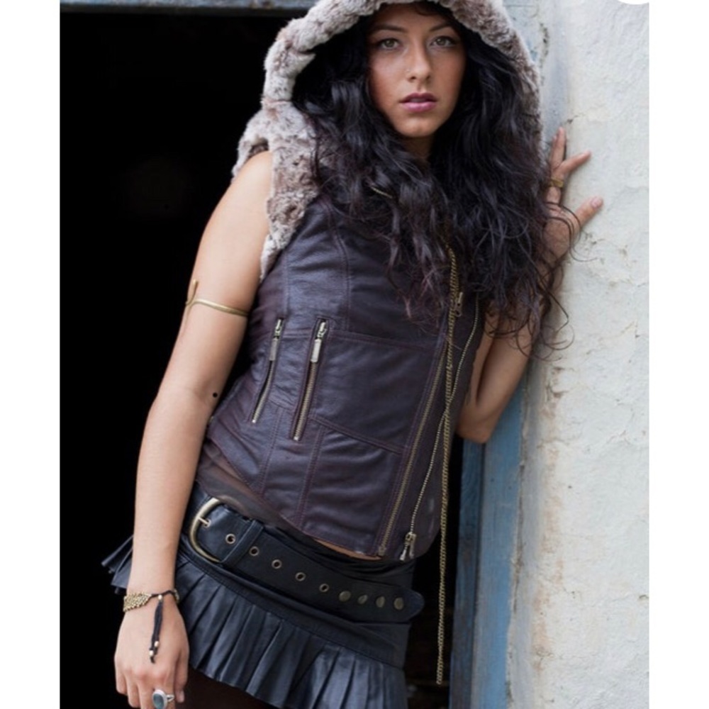 Leather mini skirt